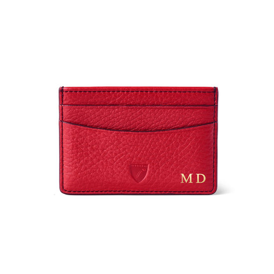 Slim Credit Card Holder in Cherry Pebble from Aspinal of London
