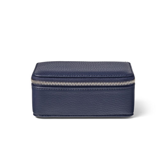 Medium Travel Jewellery Case in Navy Pebble from Aspinal of London