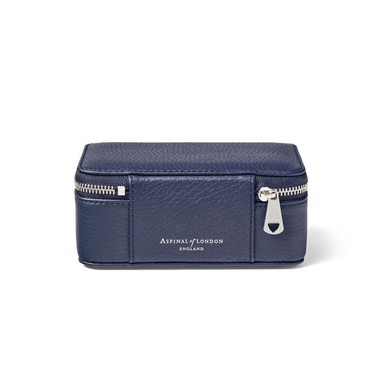 Medium Travel Jewellery Case in Navy Pebble from Aspinal of London