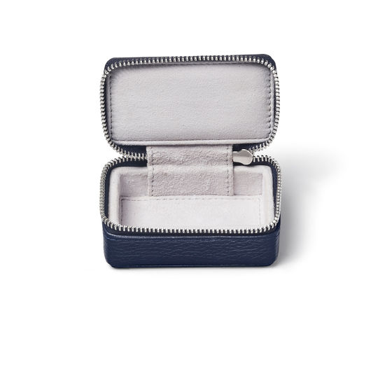 Small Travel Jewellery Case in Navy Pebble from Aspinal of London