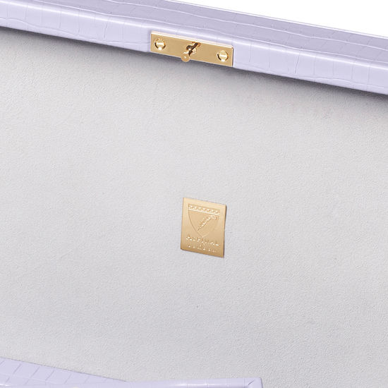 Savoy Jewellery Box in Deep Shine English Lavender Small Croc from Aspinal of London