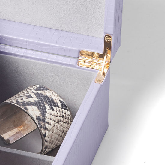 Grand Luxe Jewellery Case in Deep Shine English Lavender Small Croc from Aspinal of London