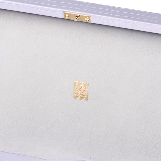 Grand Luxe Jewellery Case in Deep Shine English Lavender Small Croc from Aspinal of London
