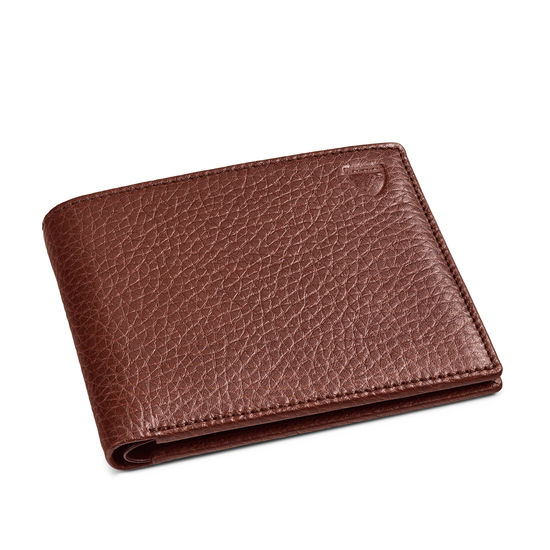 8 Card Billfold Wallet in Tobacco Pebble from Aspinal of London