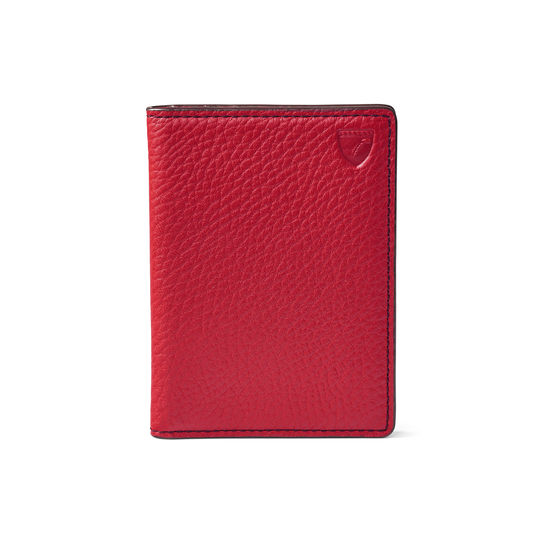 Double Fold Credit Card Holder in Cherry Pebble from Aspinal of London