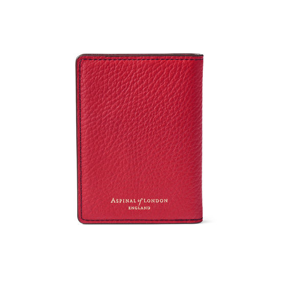 Double Fold Credit Card Holder in Cherry Pebble from Aspinal of London