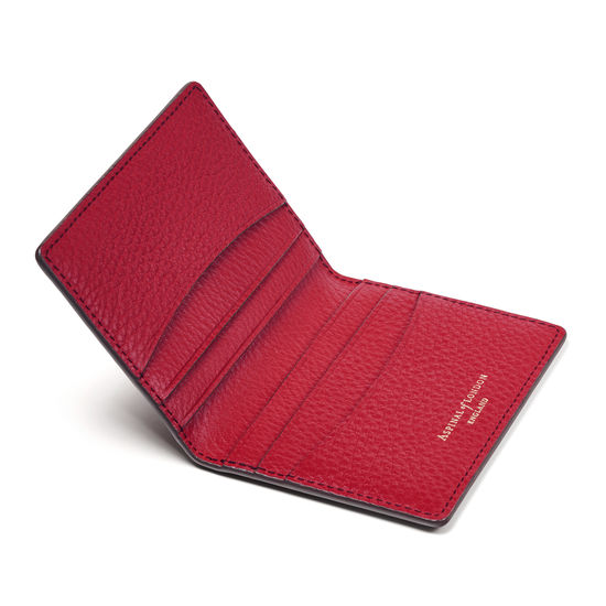 Double Fold Credit Card Holder in Cherry Pebble from Aspinal of London