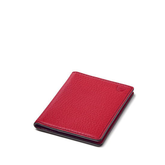 Double Fold Credit Card Holder in Cherry Pebble from Aspinal of London