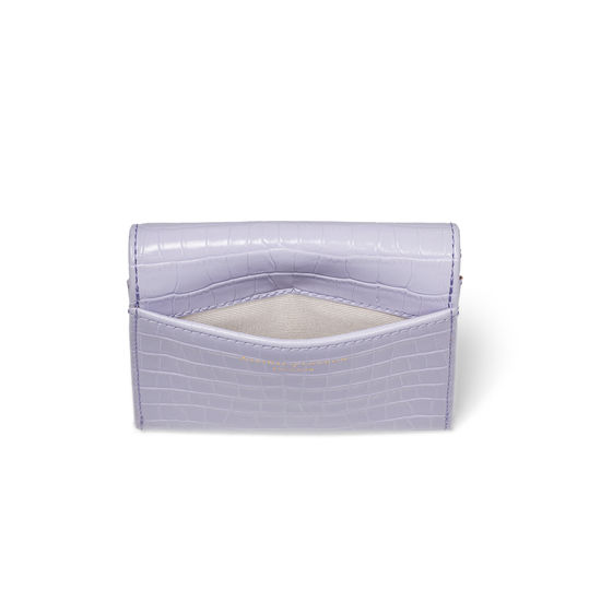 Small Mayfair Purse with Chain in Deep Shine English Lavender Small Croc from Aspinal of London