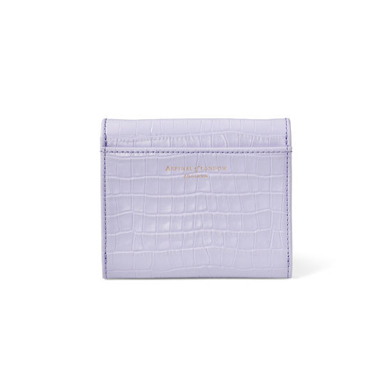 Small Mayfair Purse with Chain in Deep Shine English Lavender Small Croc from Aspinal of London