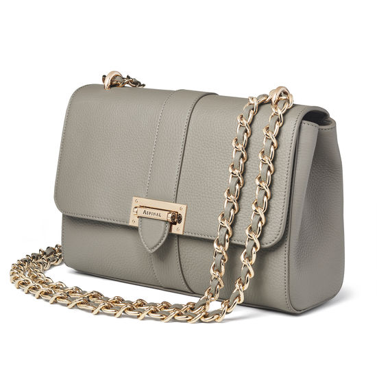 Large Lottie Bag in Warm Grey Pebble from Aspinal of London