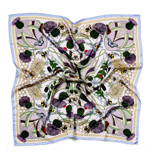 Emily Carter Silk Scarf - Honey Bee & Thistle from Aspinal of London