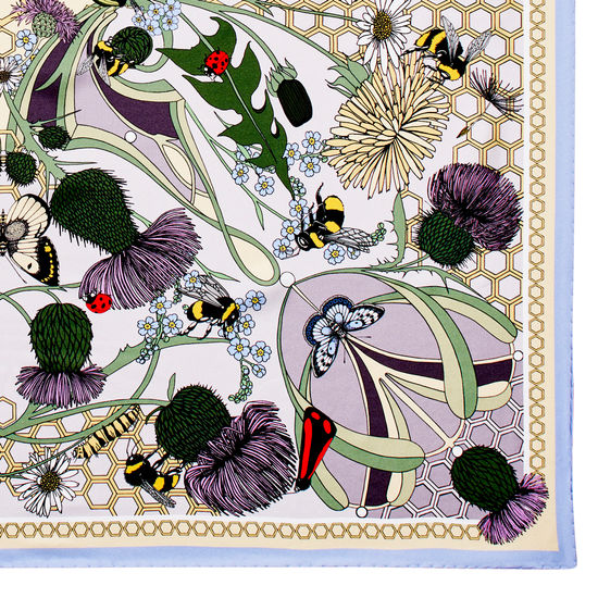 Emily Carter Silk Scarf - Honey Bee & Thistle from Aspinal of London