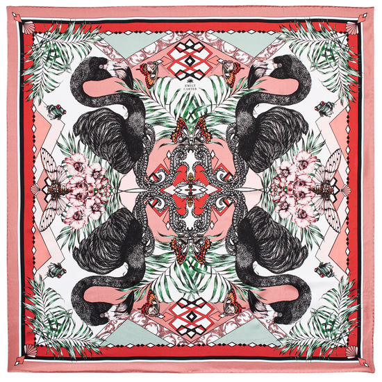 Emily Carter Silk Scarf - Fuchsia & Flamingo from Aspinal of London