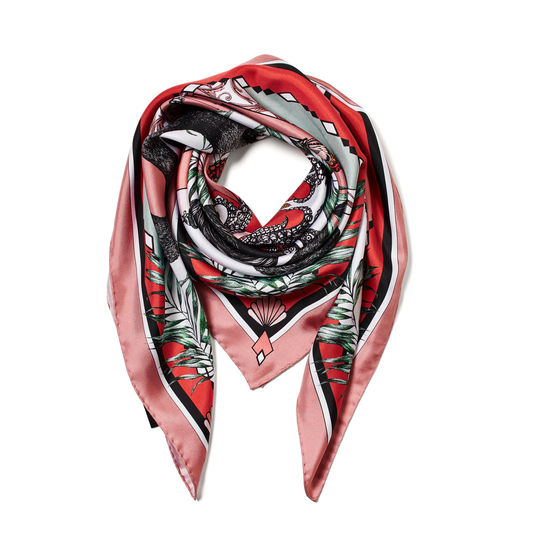 Emily Carter Silk Scarf - Fuchsia & Flamingo from Aspinal of London