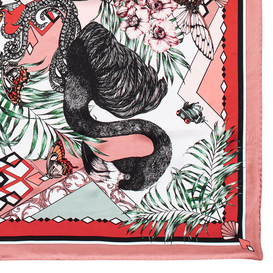Emily Carter Silk Scarf - Fuchsia & Flamingo from Aspinal of London