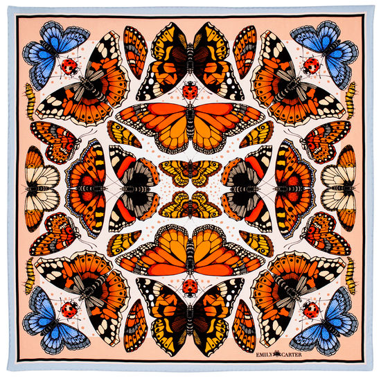 Emily Carter Silk Scarf - British Butterfly from Aspinal of London