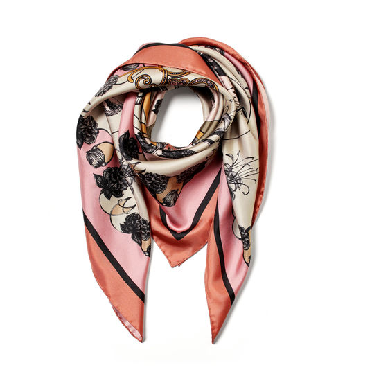 Emily Carter Silk Scarf - Hummingbird & Honeysuckle from Aspinal of London