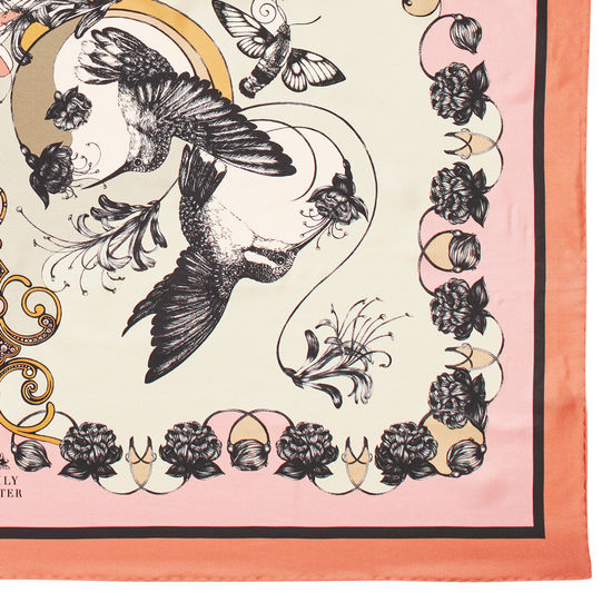Emily Carter Silk Scarf - Hummingbird & Honeysuckle from Aspinal of London