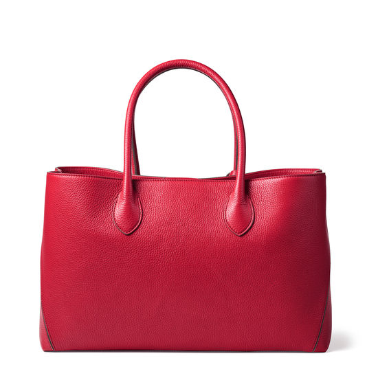 London Tote in Cherry Pebble from Aspinal of London