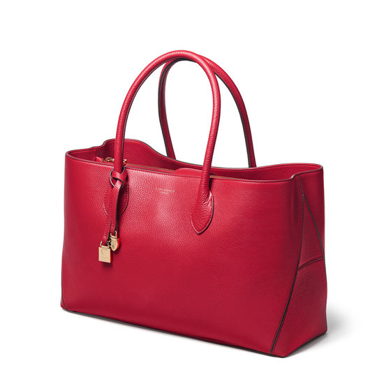 London Tote in Cherry Pebble from Aspinal of London