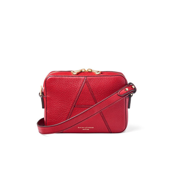Camera 'A' Bag in Cherry Pebble from Aspinal of London