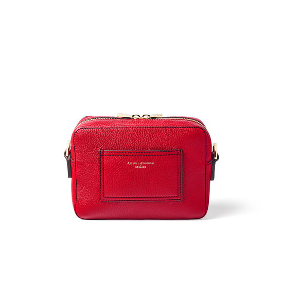 Camera 'A' Bag in Cherry Pebble from Aspinal of London
