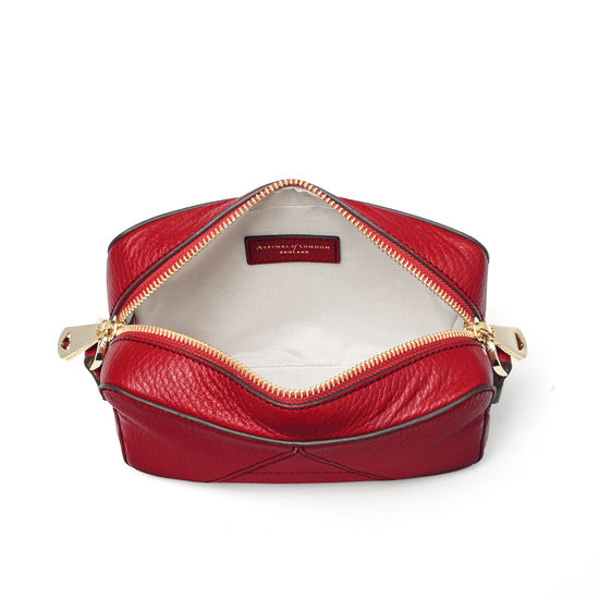 Camera 'A' Bag in Cherry Pebble from Aspinal of London