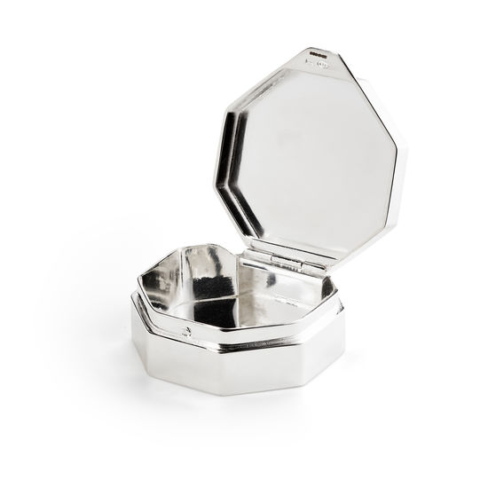 Sterling Silver Octagon Pill Box from Aspinal of London