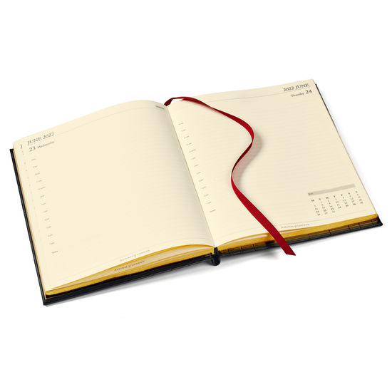 Quarto A4 Day to Page Leather Diary in Deep Shine Warm Grey Small Croc from Aspinal of London