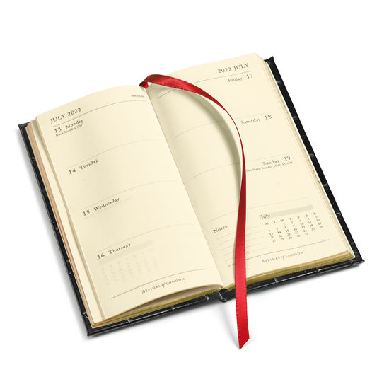 Slim Pocket Leather Diary in Cherry Pebble from Aspinal of London