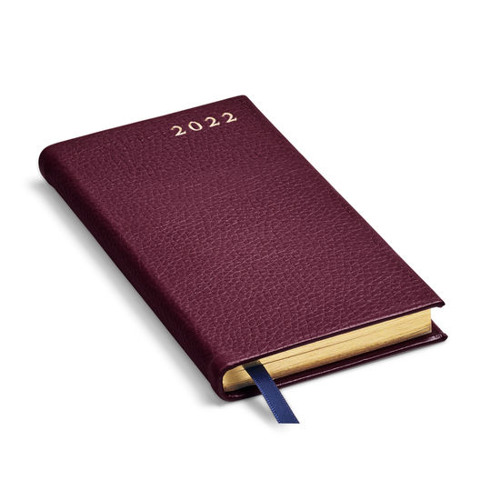 Slim Pocket Leather Diary in Oxblood Pebble from Aspinal of London