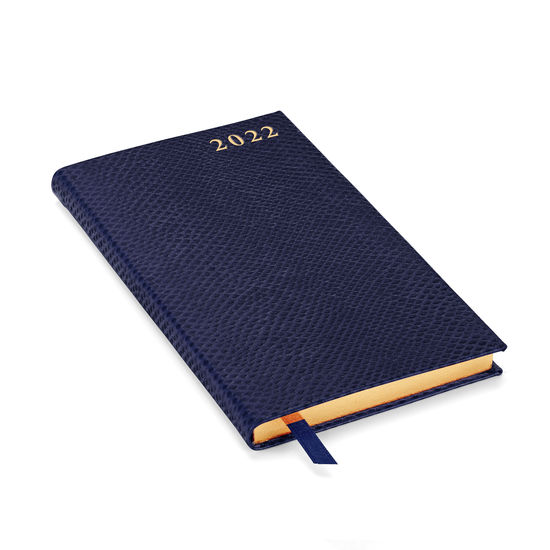 Slim Pocket Leather Diary in Midnight Blue Lizard from Aspinal of London