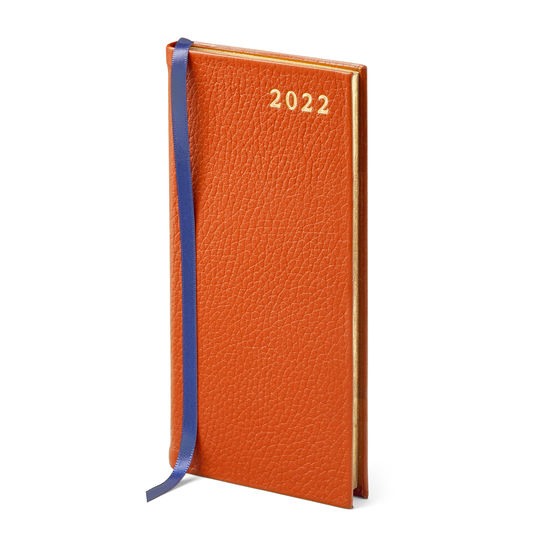 Slim Pocket Leather Diary in Marmalade Pebble from Aspinal of London