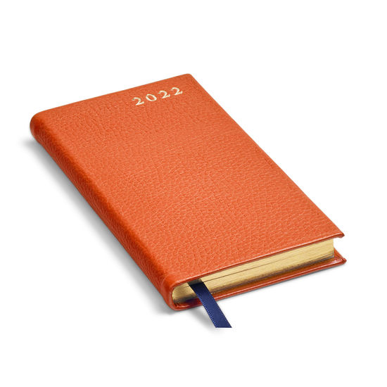 Slim Pocket Leather Diary in Marmalade Pebble from Aspinal of London