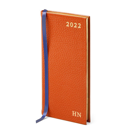 Slim Pocket Leather Diary in Marmalade Pebble from Aspinal of London