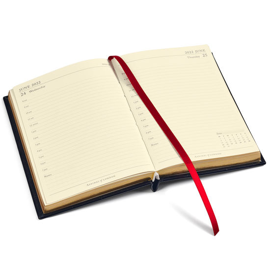 A6 Day to Page Leather Diary in Deep Shine Black Croc from Aspinal of London