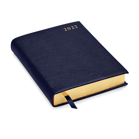 A6 Day to Page Leather Diary in Midnight Blue Lizard from Aspinal of London