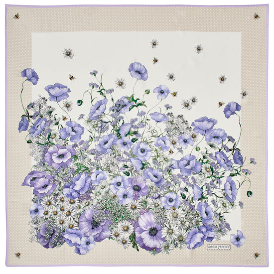 Polka Dot Poppy Giant Silk Scarf in English Lavender Pure Silk from Aspinal of London