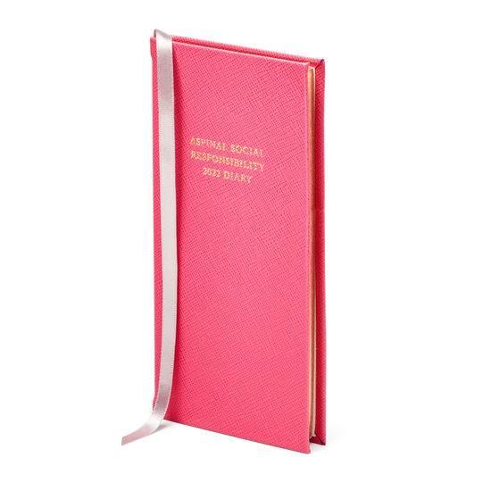 Aspinal Social Responsibility Diary in Bright Pink Saffiano from Aspinal of London
