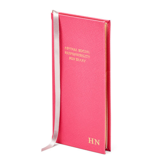 Aspinal Social Responsibility Diary in Bright Pink Saffiano from Aspinal of London