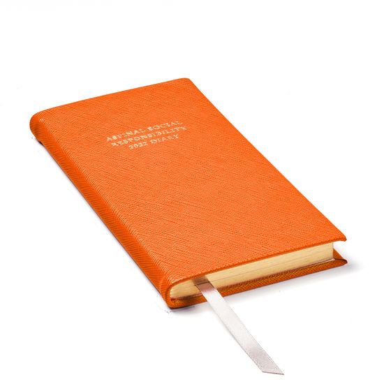 Aspinal Social Responsibility Diary in Bright Orange Saffiano from Aspinal of London