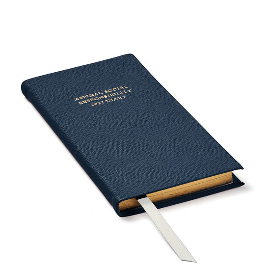 Aspinal Social Responsibility Diary in Navy Saffiano from Aspinal of London