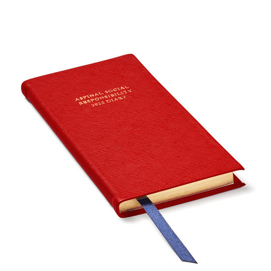 Aspinal Social Responsibility Diary in Scarlet Saffiano from Aspinal of London
