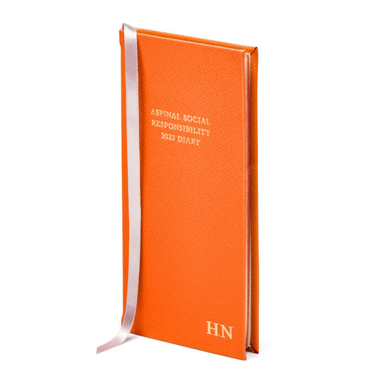 Aspinal Social Responsibility Diary in Bright Orange Saffiano from Aspinal of London