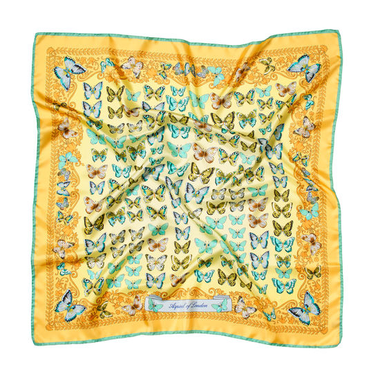 Butterfly Silk Scarf in Meadow Pure Silk Twill from Aspinal of London