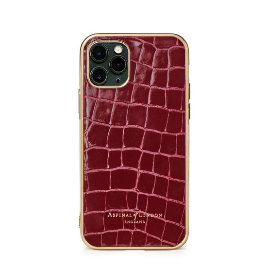 iPhone 11 Pro Case in Bordeaux Patent Croc from Aspinal of London