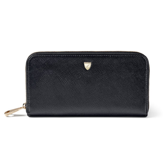 Continental Purse in Black Saffiano from Aspinal of London