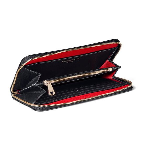 Continental Purse in Black Saffiano from Aspinal of London