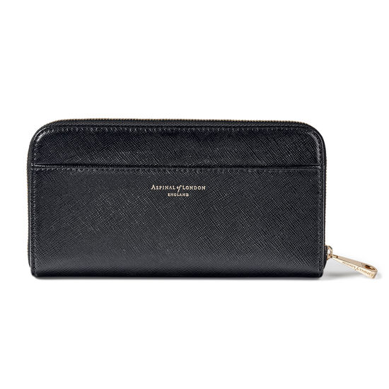Continental Purse in Black Saffiano from Aspinal of London